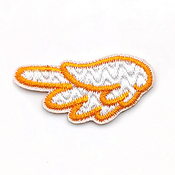 Orange Computerized Embroidery Cloth Iron On/Sew On Patches, Costume Accessories, Left Wing, Orange, 20x39mm