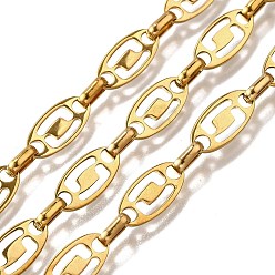 Настоящее золото 18K Ионное покрытие (ip) 304 цепи с овальными звеньями из нержавеющей стали, несварные, реальный 18 k позолоченный, 14x7x1 мм