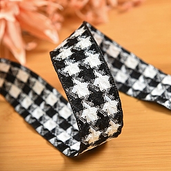Black 9M Polyester Tartan Ribbons, Garment Accessories, Gift Packaging, Black, 1 inch(25mm), about 9.84 Yards(9m)/Roll