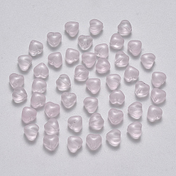 Perle rosa Nachahmung Jade Glasperlen, Herz, Perle rosa, 6x6x4 mm, Bohrung: 0.7 mm