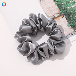 Simulated silk 8cm small loop - dark gray Elegant and Versatile Solid Color Hair Scrunchies for Women, Simulated Silk Ponytail Holder Accessories