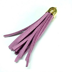 Plum Golden Brass Suede Tassels for Cell Phone Straps Making, Plum, 55~65x12mm, Hole: 1.5mm