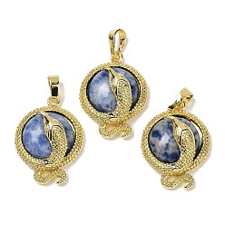 (306FM) Жонкиль матовый с лаймовой подкладкой Натуральная голубая пятнистая яшмаплоские круглые латунные подвески, стойки покрытие, без кадмия и без свинца, золотые, 29.5x21.5x9.5~11 мм, отверстие : 7.5x4.5 мм