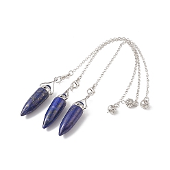 Ляпис-Лазурь Натуральные лазури, окутывающие маятниковые подвески, пулевые чары, латунная фурнитура с платиновым покрытием, 240x2.5 мм, отверстие : 1.7 мм
