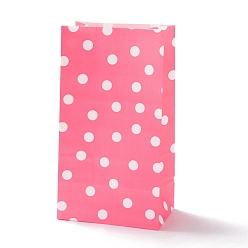 Ярко-Розовый Прямоугольные крафт-бумажные мешки, никто не обрабатывает, подарочные пакеты, полька точка рисунок, ярко-розовый, 13x8x24 см