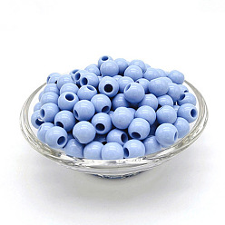 Васильковый Непрозрачные акриловые бусины, бусины с большим отверстием, круглые, васильковый, 10 мм, отверстие : 4.6 мм, о: 1200 шт / 500 г
