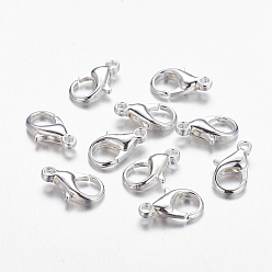 Silver Zinc Alloy Lobster Claw Clasps, Cadmium Free & Nickel Free & Lead Free, Silver Color Plated, 10x6mm, Hole: 1mm