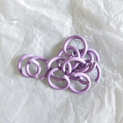 Lilac Baking Painted Iron Open Jump Rings, Round Ring, Lilac, 10x1.4mm