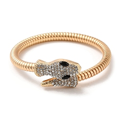 Light Gold Alloy Round Snake Chain Bracelets, Rhinestone Snake Bracelet, Light Gold, Inner Diameter: 2-1/8 inch(5.3cm)