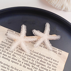 1# White Crystal Starfish Hair Clip Candy Color Hairpin for Beach Vacation Hair Accessories.