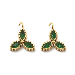 Изумруд 304 из нержавеющей стали горный хрусталь подвески, сердце прелести, ионное покрытие (ip), реальный 14 k позолоченный, изумруд, 13x11x2.5 мм, отверстие : 1.6 мм