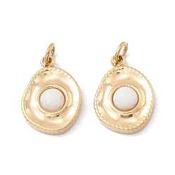 White Moonstone Подвески из натурального белого лунного камня, с ионным покрытием (ip) золотистого цвета 304 выводы из нержавеющей стали, овальные, 14x10x4 мм, Перейти кольцо: 4x0.5 мм, внутренний диаметр: 2.5 мм