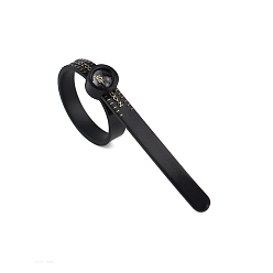 Black Plastic UK Ring Sizer Measuring Tool, Finger Measuring Belt with Magnifying Glass, Black, 11.5x0.5x0.2cm