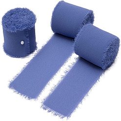 Slate Blue 5M Polyester Chiffon Ribbon, Raw Edged Ribbon for DIY Jewelry Bowknot Making, Gift Wrapping, Slate Blue, 1-5/8 inch(40mm), about 5.47 Yards(5m)/Roll
