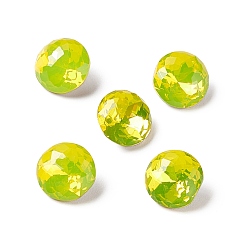Citrine Opal Style Eletroplate K9 Glass Rhinestone Cabochons, Pointed Back & Back Plated, Faceted, Diamond, Citrine, 8x4.5mm
