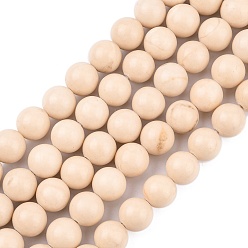 Белый Природных ископаемых нитей бисера, круглые, 8 мм, отверстие : 1 мм, около 45~47 шт / нитка, 15 дюйм