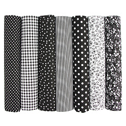 Black Printed Cotton Fabric, for Patchwork, Sewing Tissue to Patchwork, Quilting, Square, Black, 50x50cm, 7pcs/set