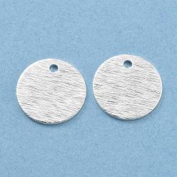 925 Sterling Silver Plated Brass Charms, Flat Round, 925 Sterling Silver Plated, 12x1mm, Hole: 1.4mm