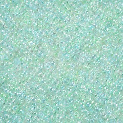 Аквамарин Fgb 6/0 круглый стеклянный бисер класса А, прозрачные цвета внутри, с покрытием AB цвета, аквамарин, 4x3 мм, отверстие : 1 мм, Около 4500 шт / фунт