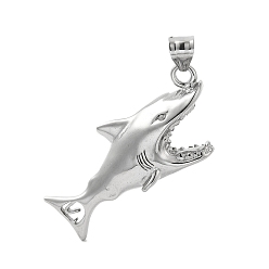 Stainless Steel Color 304 Stainless Steel Big Pendants, Shark Charm, Stainless Steel Color, 52x14x21mm, Hole: 9x5mm