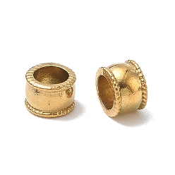 Real 18K Gold Plated 304 Stainless Steel European Beads, Large Hole Beads, Column, Ion Plating(IP), Real 18K Gold Plated, 7x5mm, Hole: 5mm