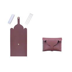 Brown DIY Elephant-shaped Wallet Making Kit, Including Cowhide Leather Bag Accessories, Iron Needles & Waxed Cord, Brown, 8.7x12cm