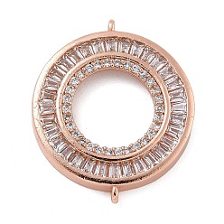 Розовое Золото Стойка покрытие латунь прозрачный кубический цирконий кольцо соединительные подвески, долговечный, без кадмия и без свинца, розовое золото , 22x18.5x3 мм, отверстие : 0.8 мм