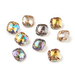 Mixed Color K9 Glass Rhinestone Cabochons, Pointed Back & Back Plated, Faceted, Square, Mixed Color, 12x12x6mm