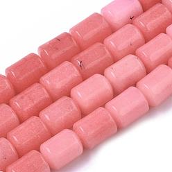 Pink Natural Gemstone Rhodochrosite Stone Column Beads Strands, Pink, 14x10mm, Hole: 1mm, about 28pcs/strand, 15.7 inch