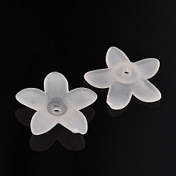 White Frosted Acrylic Flower Beads, White, 17x16.5x4mm, Hole: 1.5mm, about 1440pcs/500g