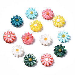 Mixed Color Natural Freshwater Shell Beads, with Enamel, Flower, Mixed Color, 10x4mm, Hole: 0.8mm
