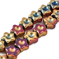 с Покрытием Меди Стеклянные бусины с гальваническим покрытием , звезда, полное покрытие, с медным покрытием, 11x11x5.5 мм, отверстие : 0.8 мм, около 44 шт / нитка, 17.56'' (44.6 см)