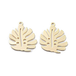 Real 18K Gold Plated Brass Pendants, Leaf, Real 18K Gold Plated, 24.5x20x0.8mm, Hole: 1.6mm