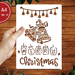 Christmas Bell Plastic Drawing Painting Stencils Templates, Rectangle, White, Christmas Bell Pattern, 297x210mm