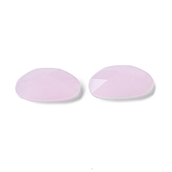 Pearl Pink Glass Cabochons,  Faceted, Oval, Pearl Pink, 10x18x4.5mm