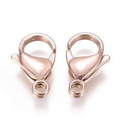 Rose Gold Ion Plating(IP) 304 Stainless Steel Lobster Claw Clasps, Parrot Trigger Clasps, Rose Gold, 19~19.5x11.5x5mm, Hole: 2.5mm