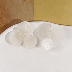 Floral White Cellulose Acetate(Resin) Cabochons, Flower, Floral White, 36x36mm