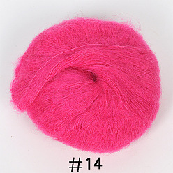 Фуксиновый 25 пряжа для вязания из шерсти ангорского мохера, для шали, шарфа, куклы, вязания крючком, красно-фиолетовые, 1 мм