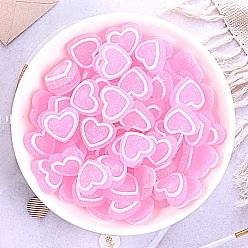 Pearl Pink Resin Cabochons, Mobile Phone Decoration, Heart, Pearl Pink, 17x15mm