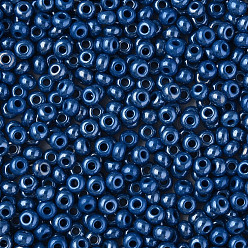 Морской Синий 8/0 чешский непрозрачный стеклянный бисер, lustered, круглые, Marine Blue, 3x2 мм, отверстие : 1 мм, о 500 г / мешок