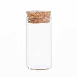 Clear Mini High Borosilicate Glass Bottle Bead Containers, Wishing Bottle, with Cork Stopper, Column, Clear, 6x3cm, Capacity: 25ml(0.85fl. oz)