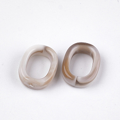 Tan Acrylic Linking Rings, Quick Link Connectors, For Jewelry Chains Making, Imitation Gemstone Style, Oval, Tan, 38x23x5.5mm