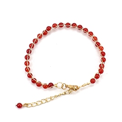 Red Agate Natural Red Agate Round Beaded Bracelets, 9-7/8 inch(25cm)