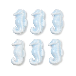Светло-Синий Фарфоровые бусины ручной работы, морской конек, яркие глазированный фарфор, голубой, 18~19x9.5~10x6 мм, отверстие : 2 мм