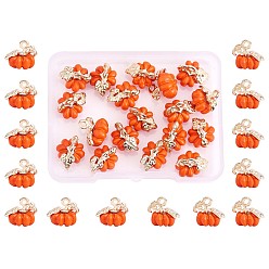 Orange 30 Pieces Thanksgiving Pumpkin Charms Pendant Fall Theme Charm 3D Orange Pumpkin Charms for Jewelry Necklace Bracelet Earring Making Crafts, Orange, 12x12mm, Hole: 1.5mm