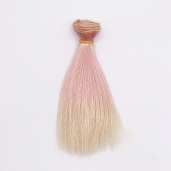 Misty Rose High Temperature Fiber Long Straight Ombre Hairstyle Doll Wig Hair, for DIY Girl BJD Makings Accessories, Misty Rose, 5.91 inch(15cm)
