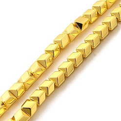 с Золотистым Покрытием Гальванические нити из синтетических немагнитных гематитовых бусин, граненые, многоугольник, с золотым покрытием, 4x3.5x4 мм, отверстие : 0.8 мм, около 104 шт / нитка, 15.75 дюйм (40 см)