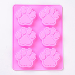 Pink Food Grade Silicone Molds, Fondant Molds, For DIY Cake Decoration, Chocolate, Candy Mold, Dog Paw Prints, Pink, 180x137x15.5mm