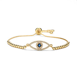 CB00132YH Gold Blue Zircon Palm Bracelet with Devil's Eye and Shell Weave for Women