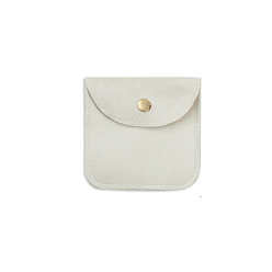 Light Grey Velvet Storage Bags, Snap Button Pouches Packaging Bag, for Bracelets Rings Storage, Square, Light Grey, 100x100mm